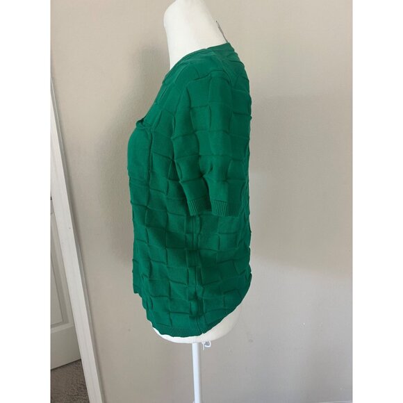 Womens green apple-pie woven pattern front pocket pullover blouse SMALL - Picture 3 of 4